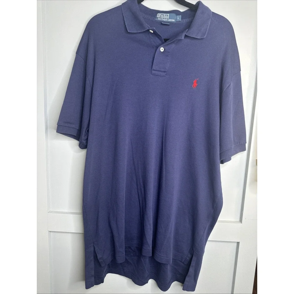 Polo Ralph Lauren Mens Navy Blue Short Sleeve Polo Shirt Red horse Size Large